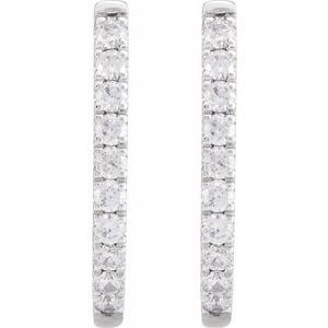 14K White 9/10 CTW Lab-Grown Diamond Hoop Earrings