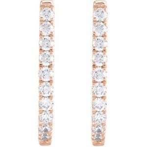 14K Rose 3/4 CTW Lab-Grown Diamond Hoop Earrings