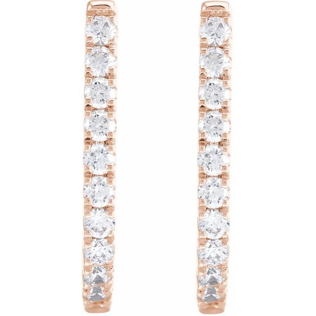 14K Rose 3/4 CTW Lab-Grown Diamond Hoop Earrings