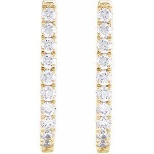 14K Yellow 3/4 CTW Lab-Grown Diamond Hoop Earrings