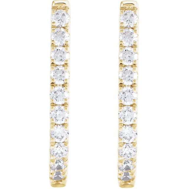 14K Yellow 3/4 CTW Lab-Grown Diamond Hoop Earrings