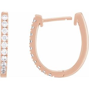 14K Rose 1/2 CTW Lab-Grown Diamond Hoop Earrings
