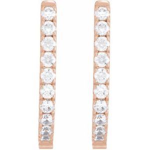 14K Rose 1/2 CTW Lab-Grown Diamond Hoop Earrings