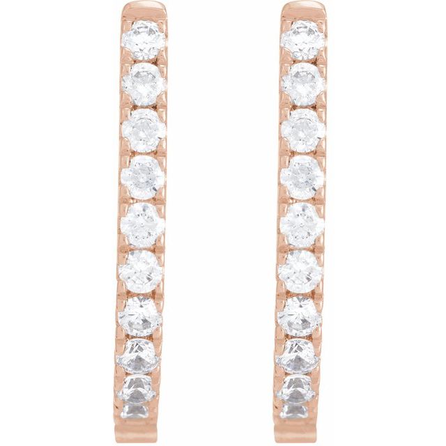 14K Rose 1/2 CTW Lab-Grown Diamond Hoop Earrings