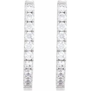 14K White 1/2 CTW Lab-Grown Diamond Hoop Earrings