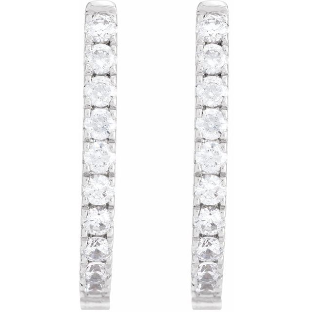 14K White 1/2 CTW Lab-Grown Diamond Hoop Earrings
