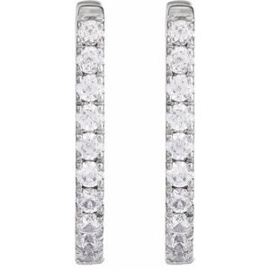 14K White 1/3 CTW Lab-Grown Diamond Hoop Earrings