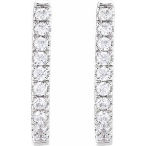 14K White 1/6 CTW Lab-Grown Diamond Hoop Earrings