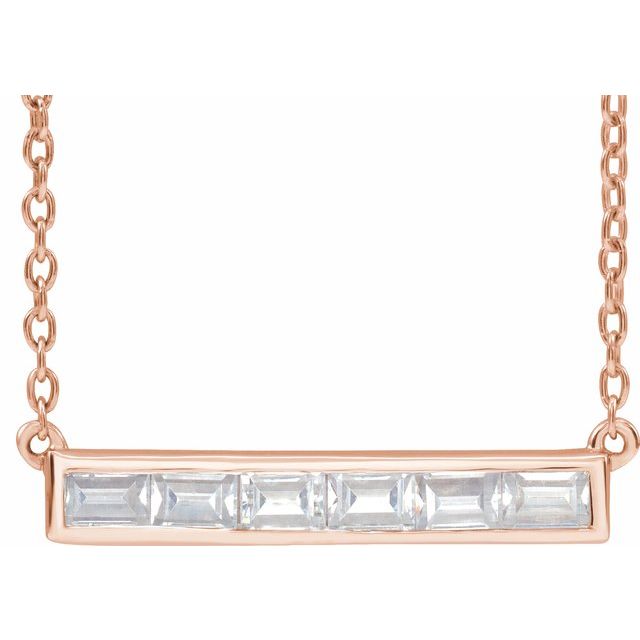 14K Rose 3/8 CTW Lab-Grown Diamond Bar 16-18" Necklace