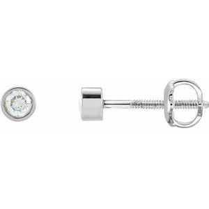 14K White 1/8 CTW Lab-Grown Diamond Micro Bezel-Set Earrings