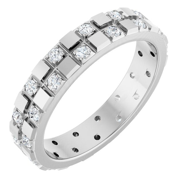14K White 3/8 CTW Lab-Grown Diamond Band