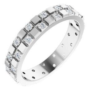 14K White 3/8 CTW Natural Diamond Band