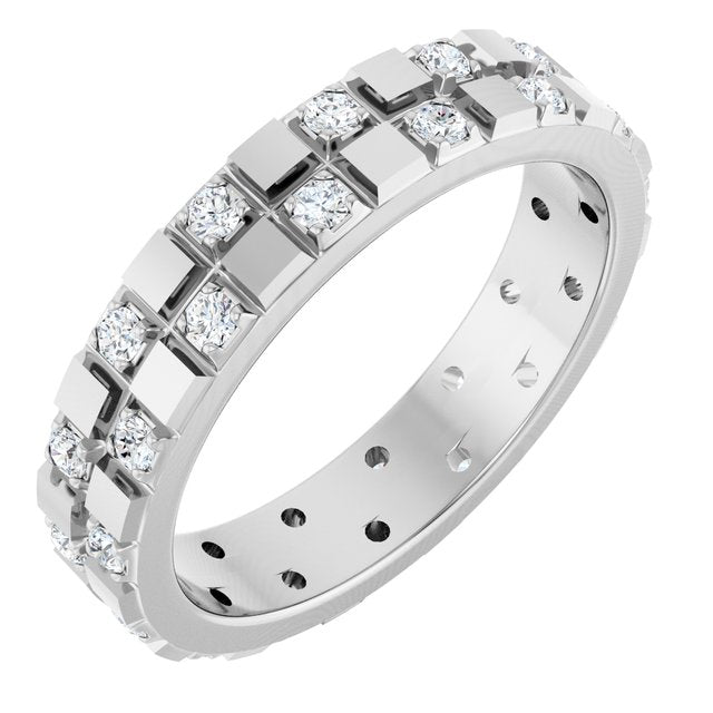14K White 3/8 CTW Lab-Grown Diamond Band