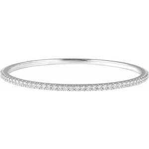 14K White 5 CTW Lab-Grown Diamond Stackable Bangle 8" Bracelet