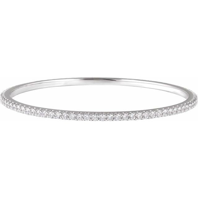 14K White 5 CTW Lab-Grown Diamond Stackable Bangle 8" Bracelet