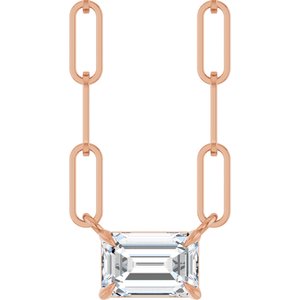 14K Rose 5/8 CT Lab-Grown Diamond Solitaire 16" Necklace