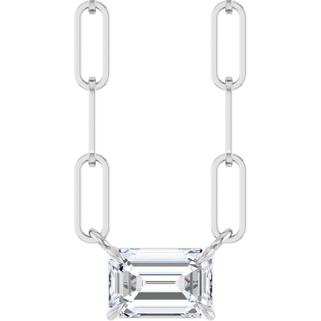 Sterling Silver 5/8 CT Lab-Grown Diamond Solitaire 18" Necklace
