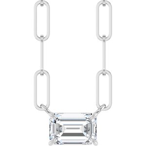 14K White 5/8 CT Lab-Grown Diamond Solitaire 16" Necklace