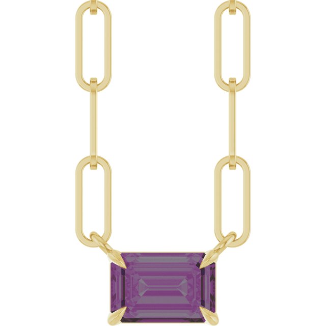 14K Yellow 6x4 mm Lab-Grown Alexandrite Solitaire 18" Necklace