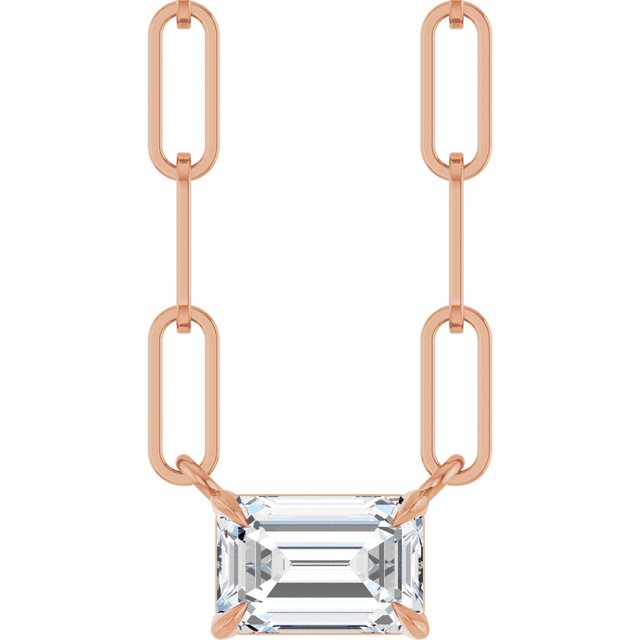 14K Rose 5/8 CT Lab-Grown Diamond Solitaire 18" Necklace
