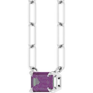 Sterling Silver 6x4 mm Lab-Grown Alexandrite Solitaire 16" Necklace