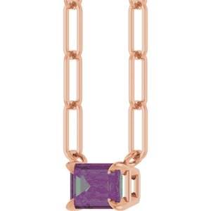 14K Rose 6x4 mm Lab-Grown Alexandrite Solitaire 16" Necklace
