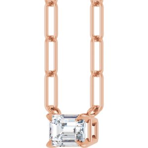14K Rose 5/8 CT Lab-Grown Diamond Solitaire 18" Necklace