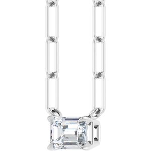 Sterling Silver 5/8 CT Lab-Grown Diamond Solitaire 18" Necklace