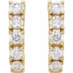 14K Yellow 1 1/2 CTW Lab-Grown Diamond Hoop Earrings