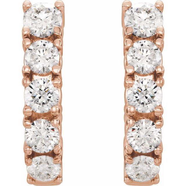 14K Rose 1 1/2 CTW Lab-Grown Diamond Hoop Earrings