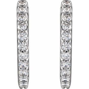 14K White 1/2 CTW Lab-Grown Diamond 13.64 mm Hoop Earrings