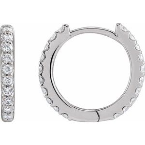 14K White 1/3 CTW Lab-Grown Diamond 12.6 mm Hoop Earrings