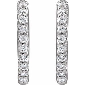 14K White 1/3 CTW Lab-Grown Diamond 12.6 mm Hoop Earrings