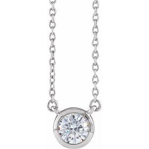 14K White 1/2 CTW Lab-Grown Diamond Adjustable 16-18" Necklace