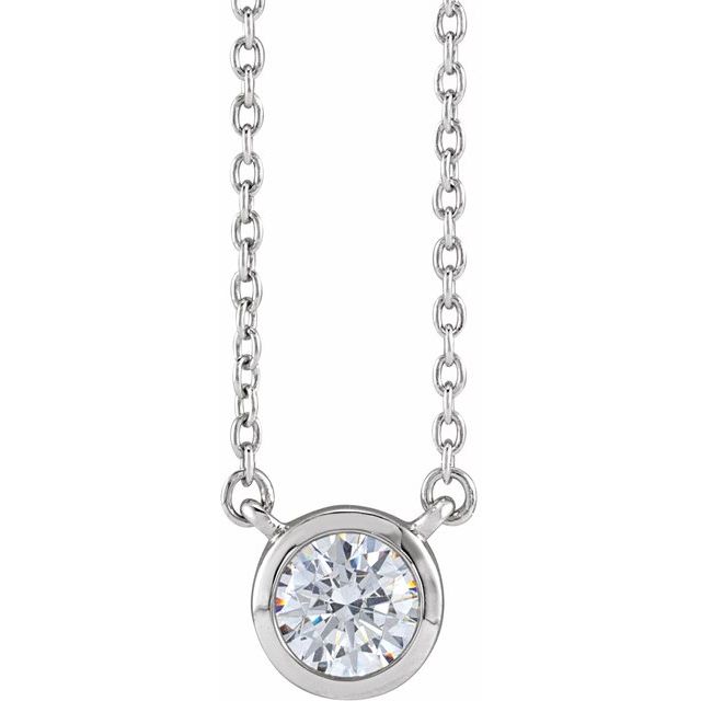 14K White 1/2 CTW Lab-Grown Diamond Adjustable 16-18" Necklace