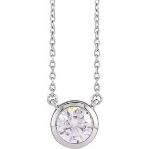 14K White 1 CTW Lab-Grown Diamond Adjustable 16-18" Necklace