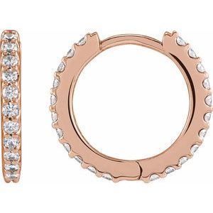 14K Rose 1/2 CTW Lab-Grown Diamond 13.64 mm Hoop Earrings
