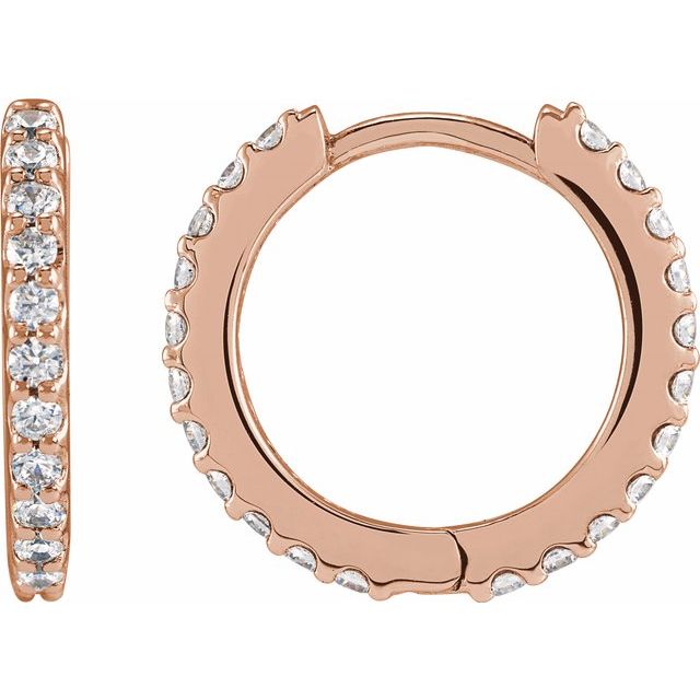 14K Rose 1/2 CTW Lab-Grown Diamond 13.64 mm Hoop Earrings