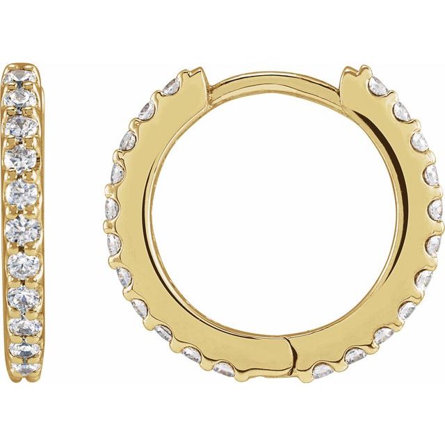 14K Yellow 1/2 CTW Lab-Grown Diamond 13.64 mm Hoop Earrings