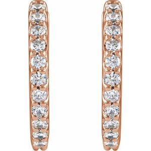 14K Rose 1/2 CTW Lab-Grown Diamond 13.64 mm Hoop Earrings