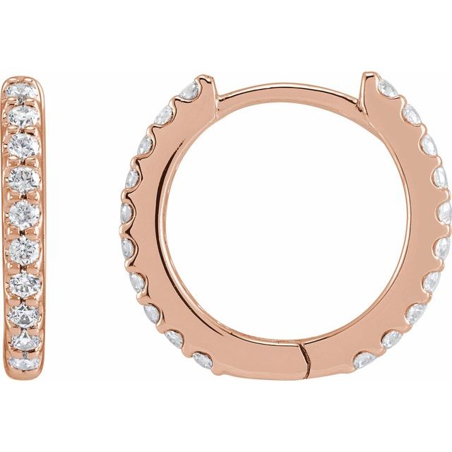14K Rose 1/3 CTW Lab-Grown Diamond 12.6 mm Hoop Earrings