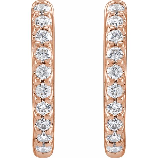 14K Rose 1/3 CTW Lab-Grown Diamond 12.6 mm Hoop Earrings