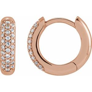 14K Rose 1/4 CTW Lab-Grown Diamond 12 mm Hinged Hoop Earrings