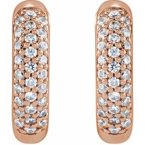 14K Rose 1/4 CTW Lab-Grown Diamond 12 mm Hinged Hoop Earrings