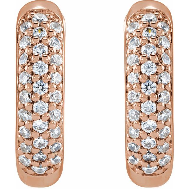 14K Rose 1/4 CTW Lab-Grown Diamond 12 mm Hinged Hoop Earrings