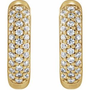 14K Yellow 1/4 CTW Lab-Grown Diamond 12 mm Hinged Hoop Earrings