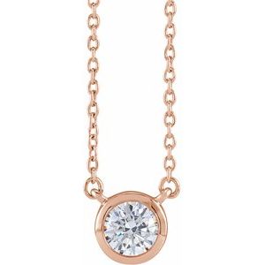 14K Rose 1/2 CTW Lab-Grown Diamond Adjustable 16-18" Necklace