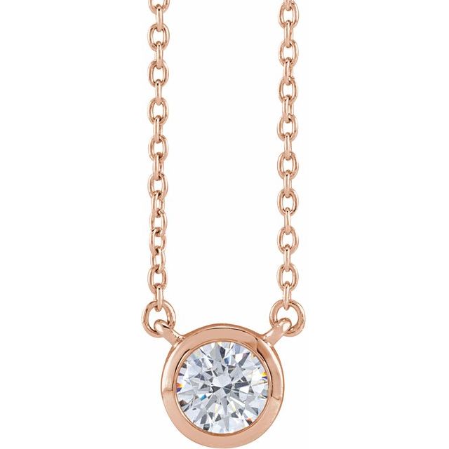 14K Rose 1/2 CTW Lab-Grown Diamond Adjustable 16-18" Necklace