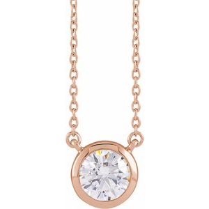 14K Rose 1 CTW Lab-Grown Diamond Adjustable 16-18" Necklace