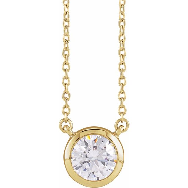 14K Yellow 1 CTW Lab-Grown Diamond Adjustable 16-18" Necklace
